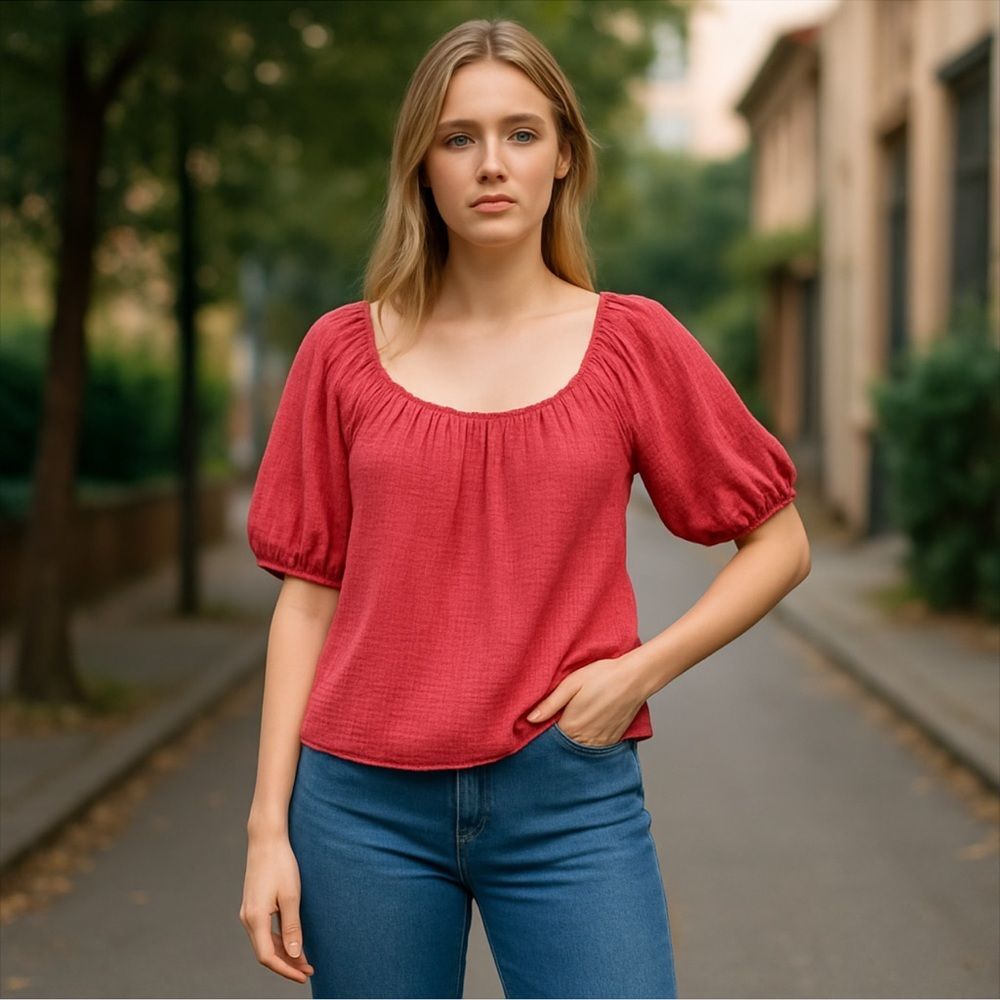 Women's Pink Smocked Top